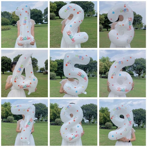 32 tum DIY vit digital ballong för barns födelsedagsfest Ro 1 1pc