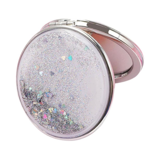 Förstorande Compact Travel Handheld Makeup Mirror Folding Cosmeti pink  round 