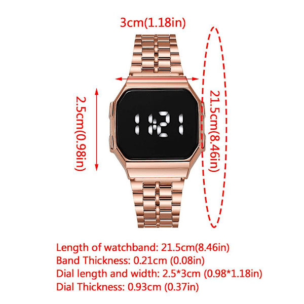 Pekskärm Klocka Skärmspegling Glas Vattentät Digital Klocka Mode Rostfritt Armbandsur A0M1 Silver One size