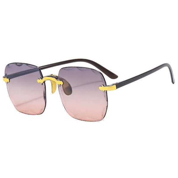 Nya Ramlösa Solglasögon med Skurna Kanter, Dam Solglasögon, Hög Definition, Lätta, UV-säkra N1u9 grey+dark brown 1PC