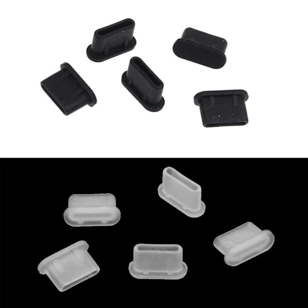 10-100 st Silikon Anti-Damm Plugg Typ-C USB Hörlursdamm L8C8 Plugg Sup♤ white and blackA one-size 2pcs