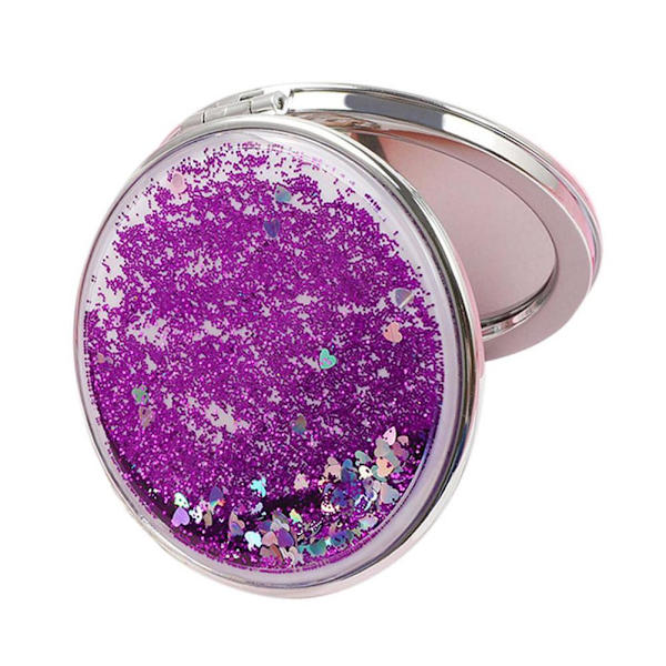 Förstorande Compact Travel Handheld Makeup Mirror Folding Cosmeti pink  round 