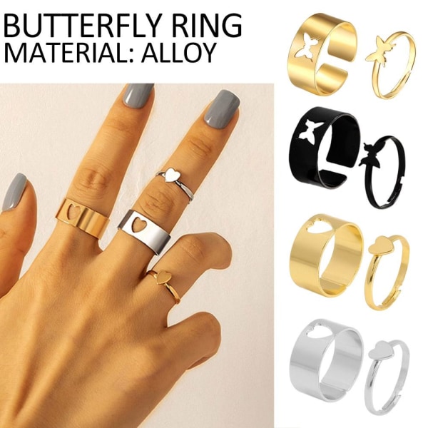 Butterfly Open Rings Lover Parringar Vänskap Förlovning Vi Butterfly Gold One size