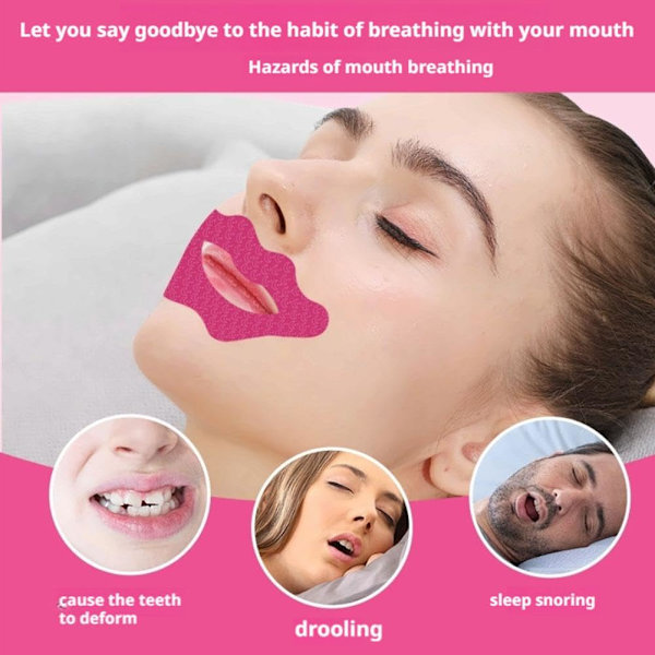 BQLQBQLQ Natt Sömn Läpp Näsa Andningsplåster Set, 30-pack Anti-Snarkningsstickers för Vuxna, Förbättra Sömnkvaliteten, Näskorrigeringstejp - Re