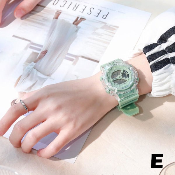 Elektronisk watch som visar vit smog Blå watch hane och f Green One size