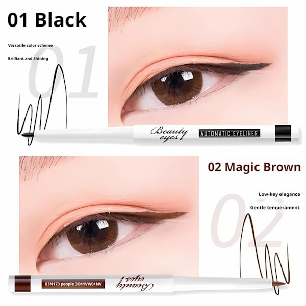 Automatisk Eyeliner Gel Penna Bra Icke-utsmetande Ögonpenna Långvarig Snabbtorkande Eyeliner Och S1y5 A03 # Mocha Brown One size