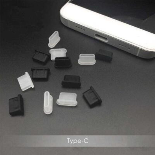 10-100 st Silikon Anti-Damm Plugg Typ-C USB Hörlursdamm L8C8 Plugg Sup♤ white and blackA one-size 2pcs