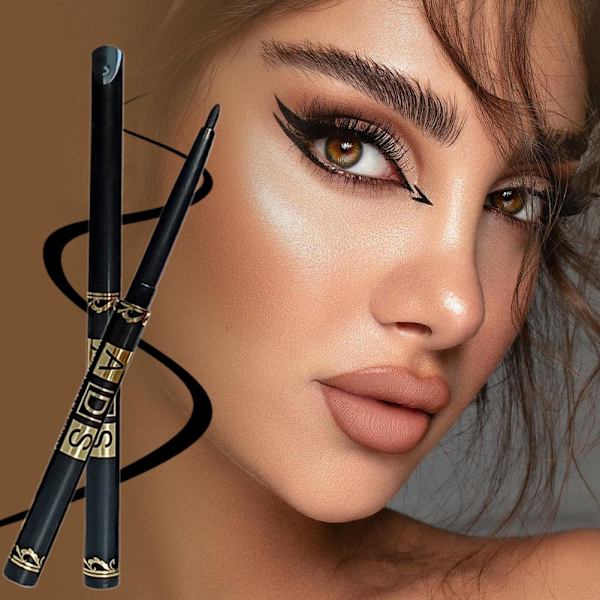 Automatisk infällbar roterande eyelinerpenna vattentät svett svart kosmetisk icke färgfast B5G4 black color 1pc