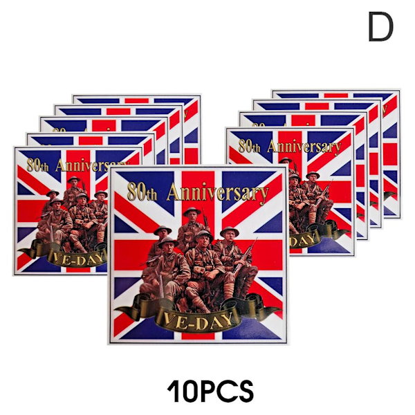 1-10x VE Day Fönsterdekaler 80-årsjubileum Militär squ D 10pcs