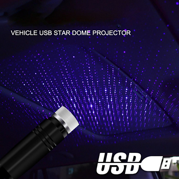 USB Bil Atmosfär Lampa Interiör Ambient Stjärnljus Stjärnklar Himmel LED Projektor Het