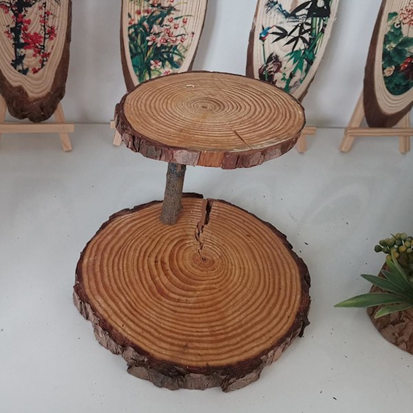 Tårtställ Dessertdisplay Trä Party Bondgård Träställ Bröllop Rustik Vånings B0V1 Pl Serverings Våningstorn 3 wooden S