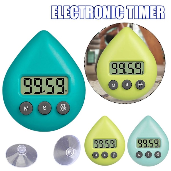 Duschtimer för barn och vuxna, digital duschtimer, vattentät Ene light green without  battery