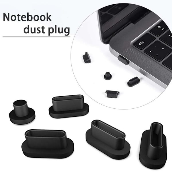 2024 Anti-dammpluggar Dammtäta pluggar Set för Macbook Pro 13 15 Datorskydd HET black One-size