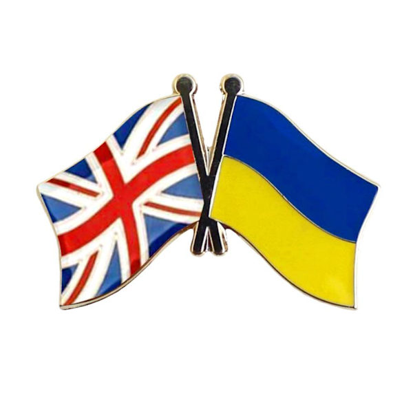 Ukraina Storbritannien Ukrainsk Brosch Vänskap Landsflagga Slagstift Pin Badge❉