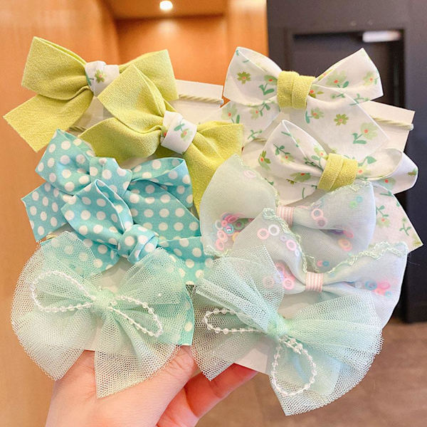 Stylingverktyg 10 st/set Blomma Rosett Elastiska Hårband För Flicka Barn Liten Flicka Huvudbonad BlueB 1set