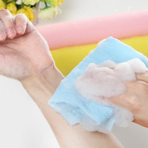 30*90cm Nylon Mjuk Bad Kroppstvätt Handduk Skrubb Bad Exfolierande E4G6 A5U0