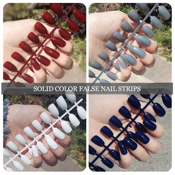 24 st Enfärgade Falska Nagelremsor Långa Balett Nagelremsor; Y9 24pcs