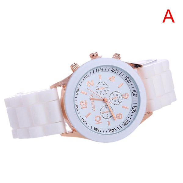 Färgad Jelly Quartz Silikonklocka Damklocka Present Jelly Armbandsur Student Dam F1W9 White One size