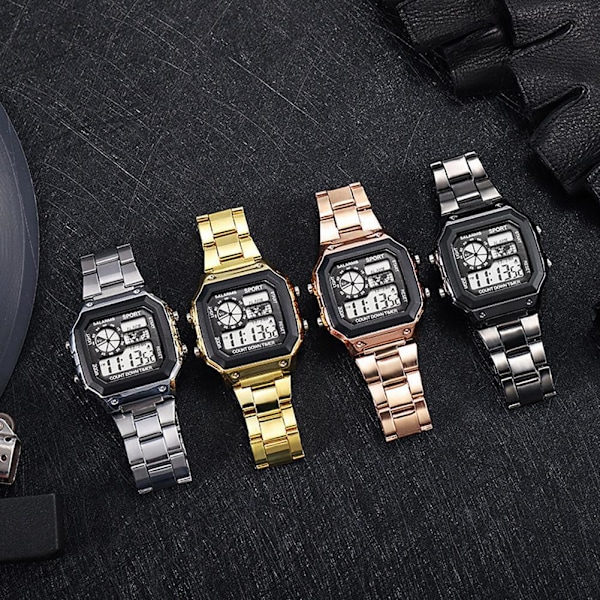 Klockor Herr Multifunktionell Självlysande Alarm Retro Liten Klocka Elektrisk Dam Och Klocka Digital B4I0 Rose Gold One size