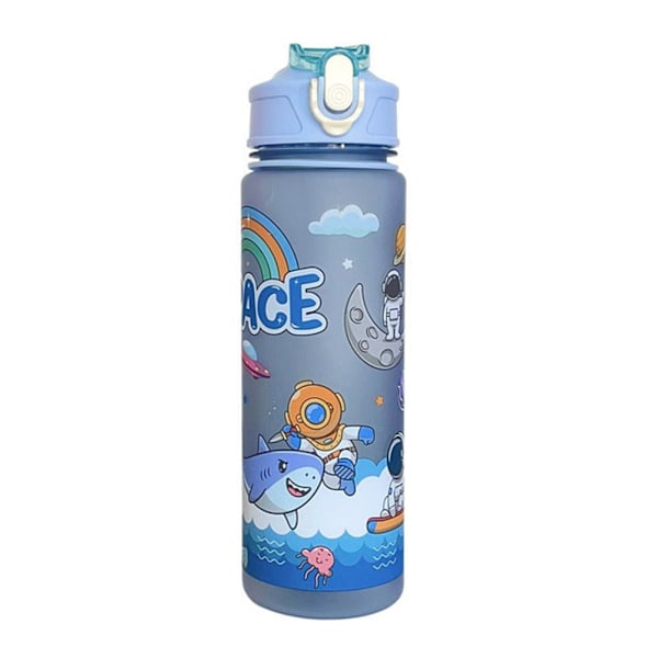 Sommar Tecknad Astronaut Frostat Vattenflaska Studsande Lock Sugrörskopp, 800ml I5 blue 800ml