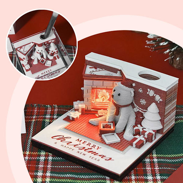 3D kalender papper carving anteckningar Jul Björn Anteckningsblock` T7J1 V6X2