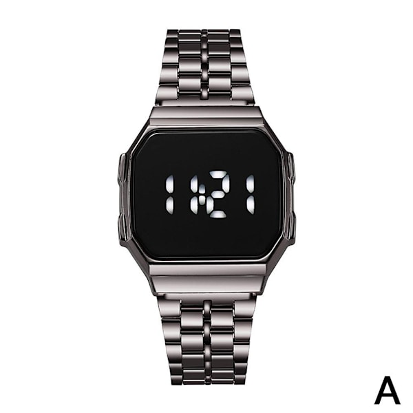 Pekskärm Klocka Skärmspegling Glas Vattentät Digital Klocka Mode Rostfritt Armbandsur A0M1 Silver One size