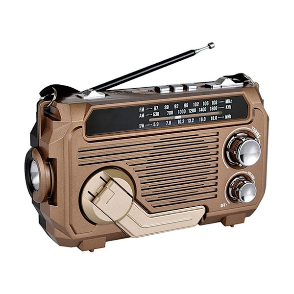 Solcellsdriven Nödradio med Handvev och Vattentät Bluetooth-högtalare copper 1 set