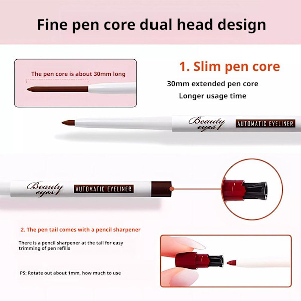 Automatisk Eyeliner Gel Penna Bra Icke-utsmetande Ögonpenna Långvarig Snabbtorkande Eyeliner Och S1y5 A03 # Mocha Brown One size