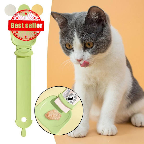 Kattsked för remsfoder Rengöringsbar Sked Lätt att Pressa Med Kortplats Förhindra Spill Squeezer Cereal Y7s6 white 1pcs