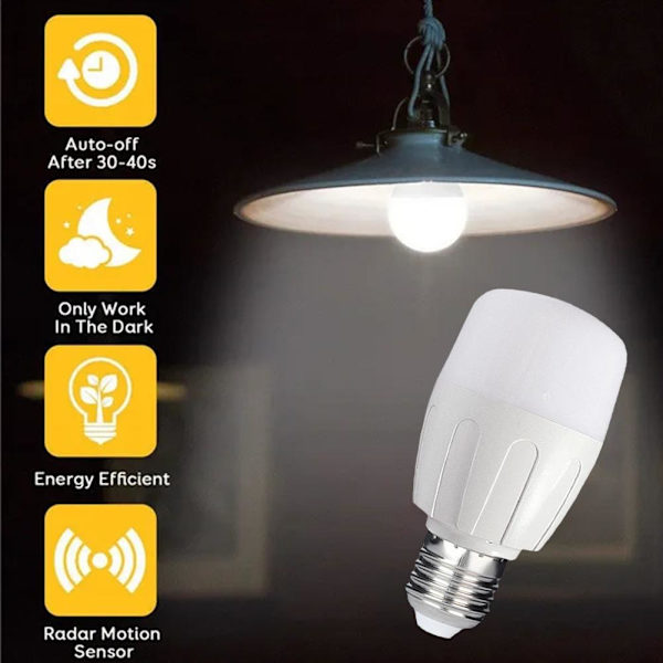 E27 Ljudradar Rörelsesensor LED Natt 5W 9W Vita Lampor Glödlampa USN 9w one-size