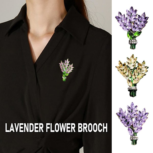 Vacker Kristall Lavendel Blomma Brosch Nål U7C4 purple+green ONE-SIZE