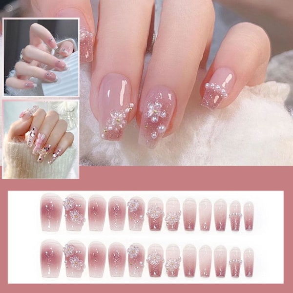 Burst Flash Isblå Aurora Bärbara Nagelstickers Långvariga A66 24pcs