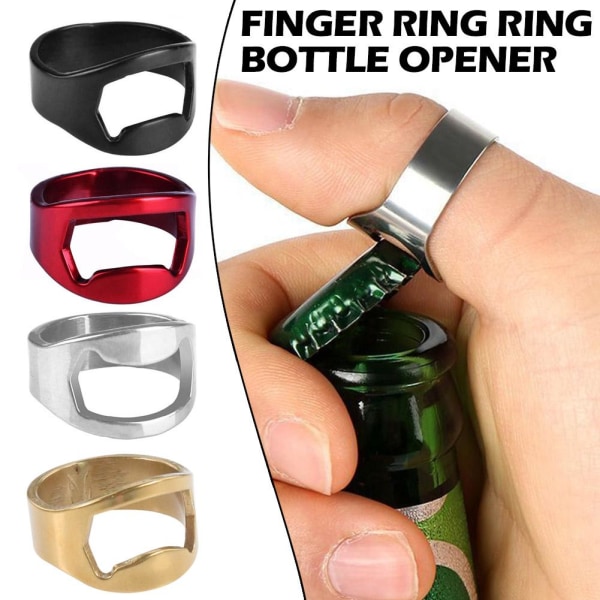 Rostfritt stål Bar Öl Flasköppnare Mångsidig Cool Finger Rin gold one-size