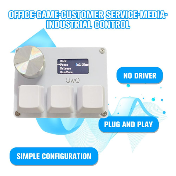 AYFFDIYI OSU O3C Snabbutlösande Hall-brytare Magnetiska Linjära Brytare Tangentbord med Vred och Skärm, Kopiera Klistra In, Genväg, Makro Hotswap Mini Ke whiteA one-size