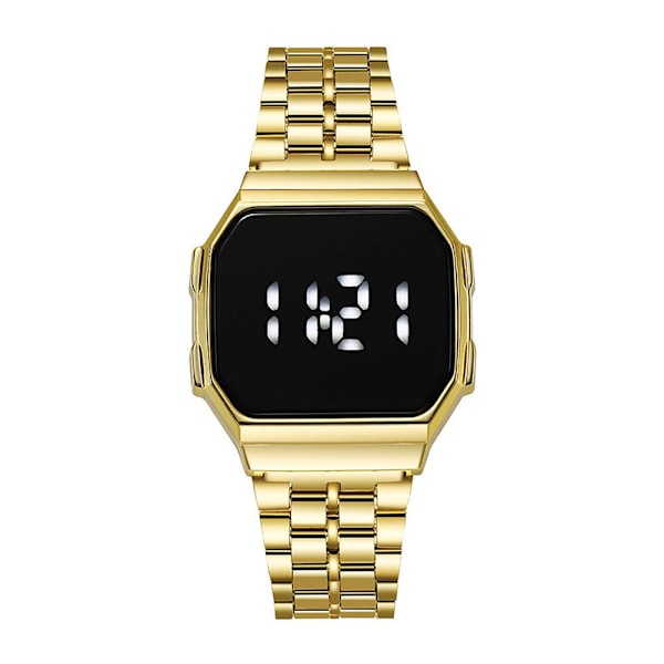Pekskärm Klocka Skärmspegling Glas Vattentät Digital Klocka Mode Rostfritt Armbandsur A0M1 Gold One size