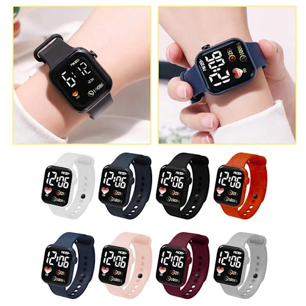 LED Elektronisk Klocka Mode Regnbåge Fyrkantig Silikonklocka Studentarmband Fitness Mode J5O4 White One size