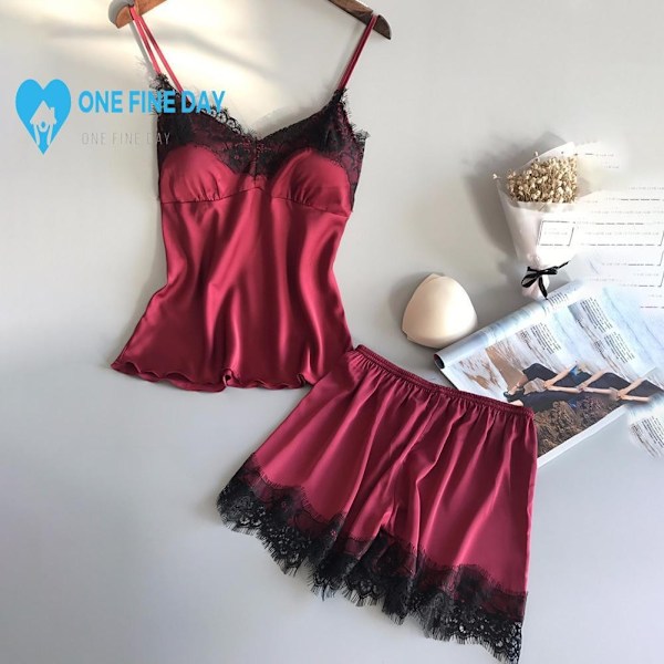S-xxl Spets Pyjamasset Dam V-ringad Casual Pyjamas Linne Sommar Shorts Set P3f9 Black S