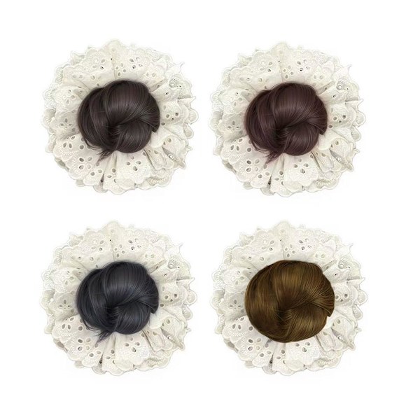 Spets Blomma Knopp Boll Huvud Peruk Vår Söt Och Mild Stil Stor Koreansk Huvud Hår Trendig N9u8 Brown and black One size