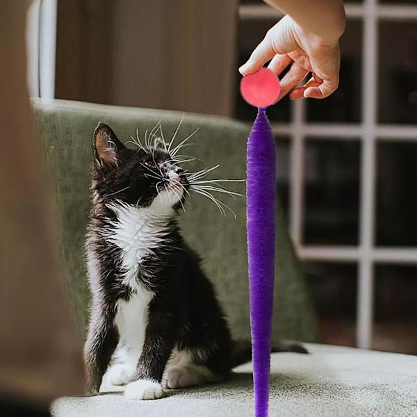 Studsboll för katt, Interaktiva kattleksaksbollar Studsboll med svans, Studsboll med svans Kattleksaker, Kattboll för Innekatter, Kattleksaksbollar, Ka pink 1pcs