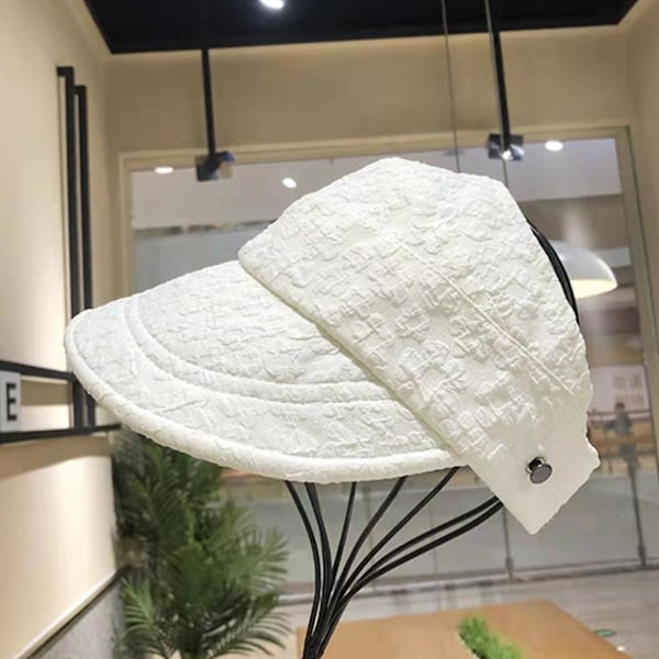 Sommar Dam Hinkhatt UV-skydd Bred Brim Strand Solhattar Tomma Toppar A5 white one-size