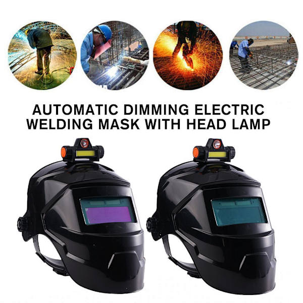 Automatiskt nedbländande svetshjälm med uppfällbart ljus Professionell svetsmask Classic style one