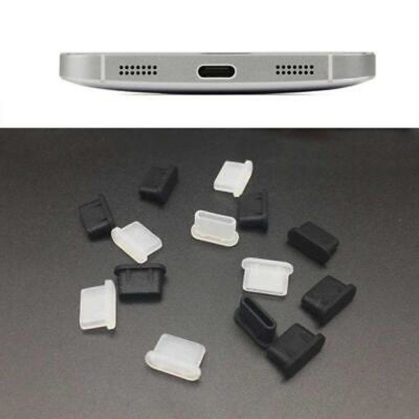 10-100 st Silikon Anti-Damm Plugg Typ-C USB Hörlursdamm L8C8 Plugg Sup♤ white and blackA one-size 2pcs