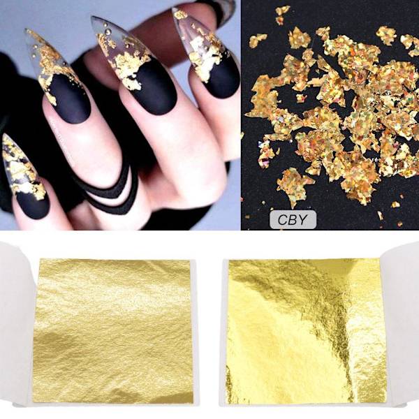 100 ark Dubbel Guld DIY Folieblad Papper Mat Tårta Förgyllning Ätbar TOP✨ B gold 100pcs