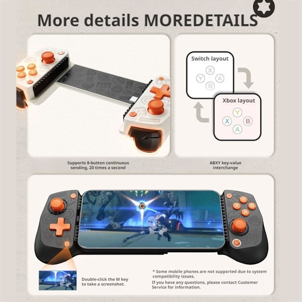 GameSir-X5 Lite Mobil Gamepad Android Telefon Spelkontroll för White 1 set