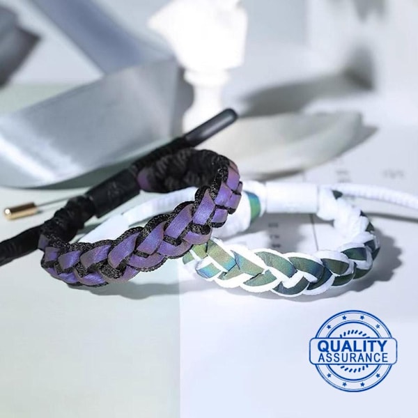 Flätat pararmband reflekterande färgskiftande armband för män kvinnor födelsedagspresent S4 Black One size