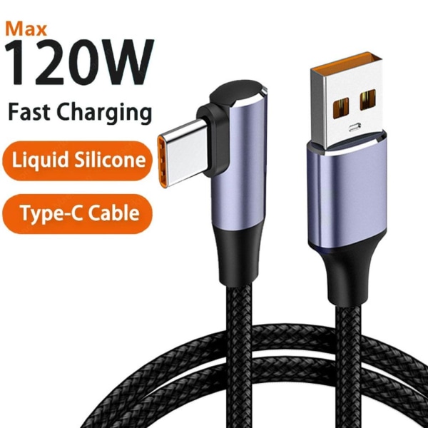 120W Typ C USB -kabel Snabbladdningskabel för Huawei Xiaomi Sa Z8O blackC 200cm