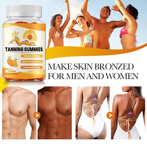 1-3X Bronze Bites Tanning Gummies Mango, 60 Gummies Super Tannin yellowA 60pcs 3pcs