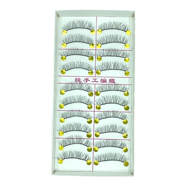 10 Par Naturliga Långa Svarta Falska Handgjorda Ögonfransar Ögonmakeup .US