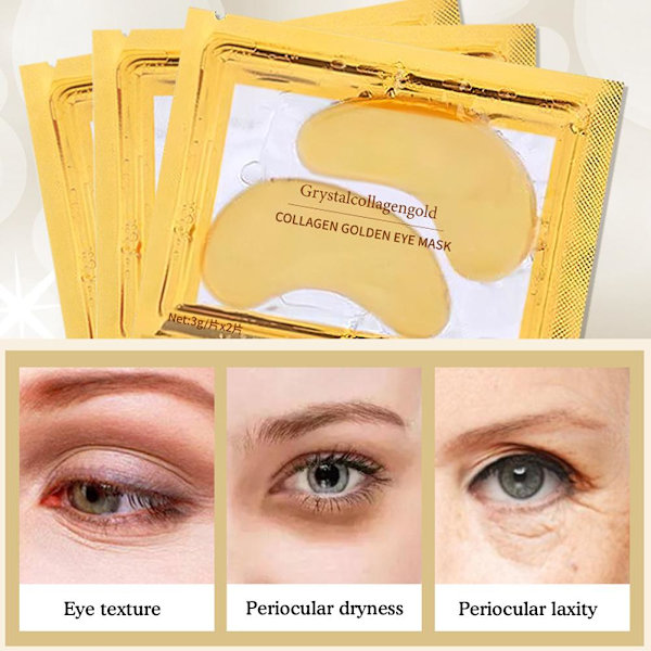 Kristall 24k Guld Pulver Gel Kollagen Ögonmask Anti Rynkor Fläckar Het J7 P U4E5