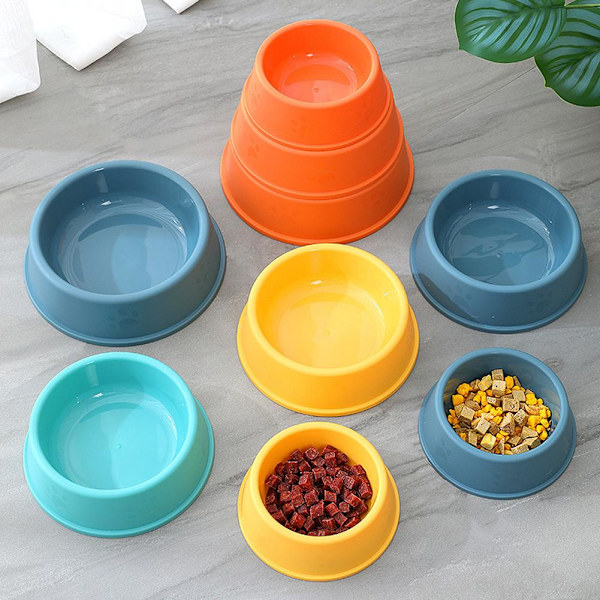 Hundmatskål med tassavtryck, halkfri, universell för husdjur. yellow 1pcs
